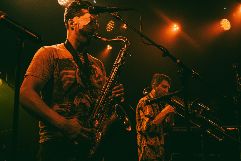 Big Signature horn section performing live